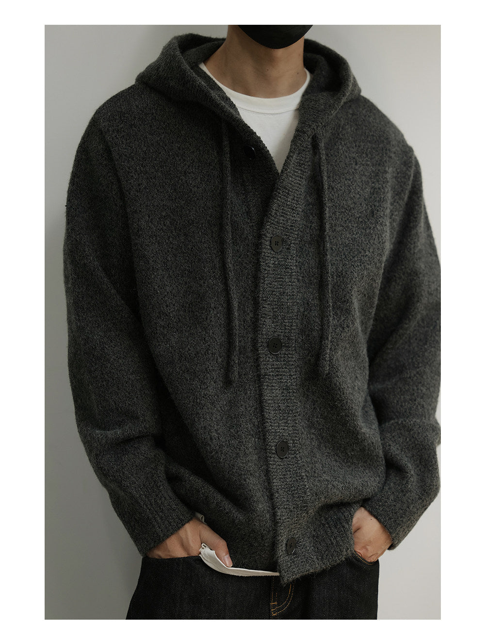 Japanese Hooded Knit Cardigan – Button-Down Lazy Couple – Japanese vintage | yamalin clothes | Yamalinclothes