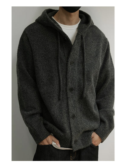 Japanese Hooded Knit Cardigan – Button-Down Lazy Couple – Japanese vintage | yamalin clothes | Yamalinclothes