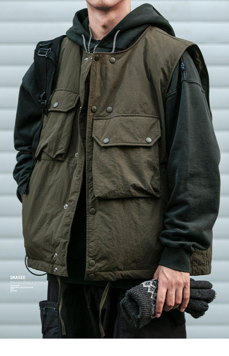 Multi-Pocket 90 Duck Down Vest – Mountain Outdoor Loose Warm Unisex – Vests | japanese streetwear | vintage workwear | unisex | Yamalinclothes