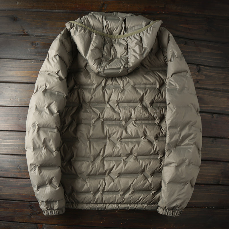 Men's Plus Size Hooded Down Jacket - Export Overstock Fully Glued Filled Lightweight Warm Autumn Winter Coat