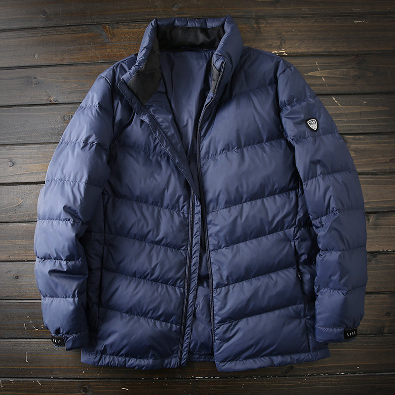 Men's Plus Size Lightweight High-Fluffy Down Jacket - Winter Stand Collar Warm Export Overstock Coat