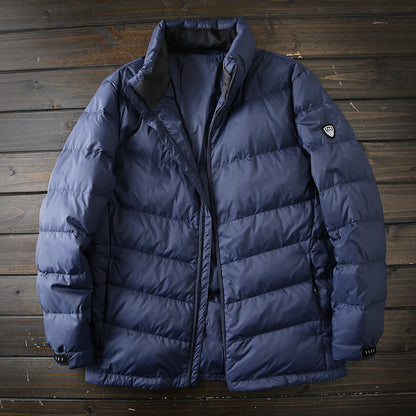 Men's Plus Size Lightweight High-Fluffy Down Jacket - Winter Stand Collar Warm Export Overstock Coat