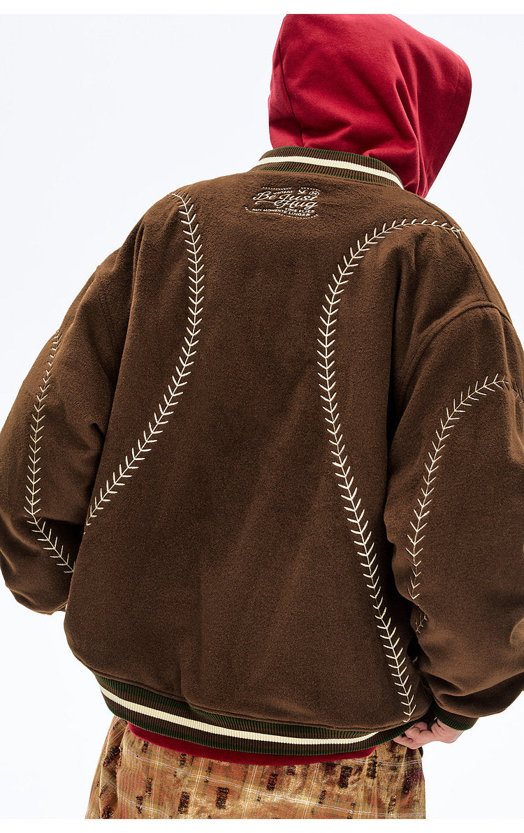 BJHG Quilted Baseball Jacket - American Style Color-Block Winter Coat (Unisex)