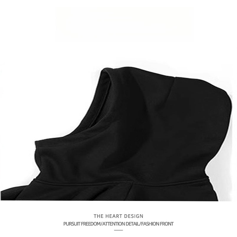 High-Neck Hooded Sweatshirt – Autumn/Winter Loose “Two-Piece” Layered Cape Jacket for Men