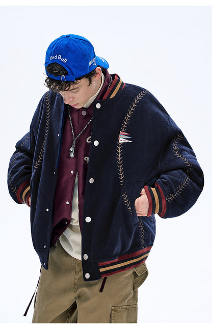 BJHG Quilted Baseball Jacket - American Style Color-Block Winter Coat (Unisex)