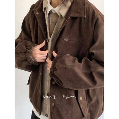 Melad Retro Suede Down Jacket - Japanese Style Casual Coat (Unisex)