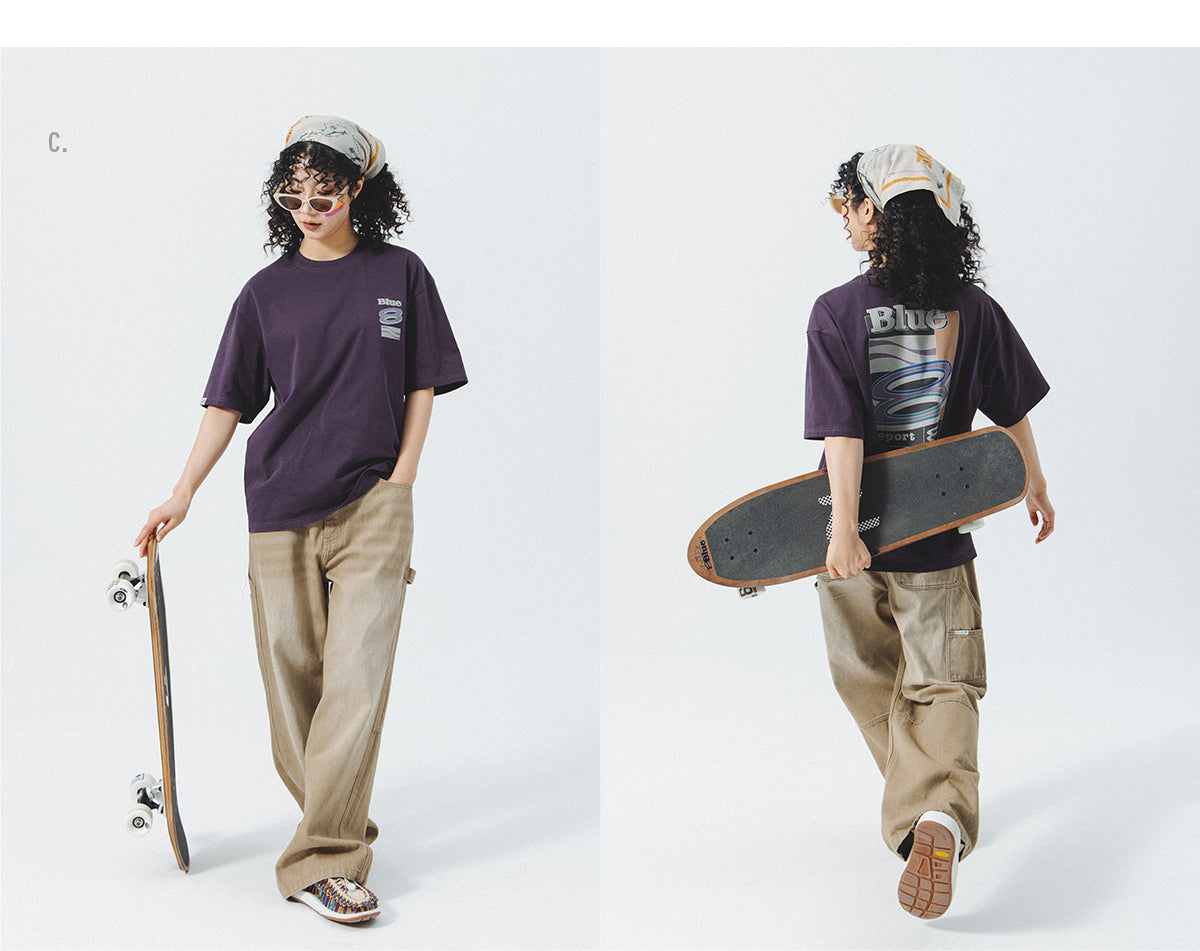 Lanqi Summer New Trend American Retro Heavy Cool T-Shirt Couple Short Sleeve Men