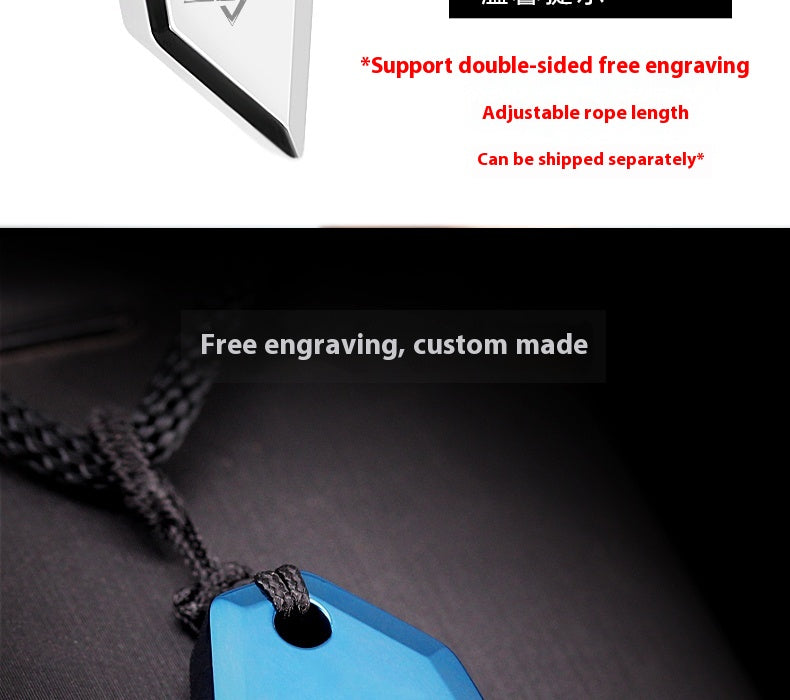 Klein Blue Men's Necklace Light Luxury Niche High-end Sense Cool Sweater Chain Trend Lucky Pendant Tungsten Pendant