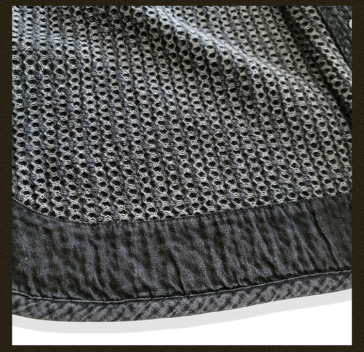 Washed Black Tie-Dye Oversized Shirt Jacket Loose Casual Khaki Vintage