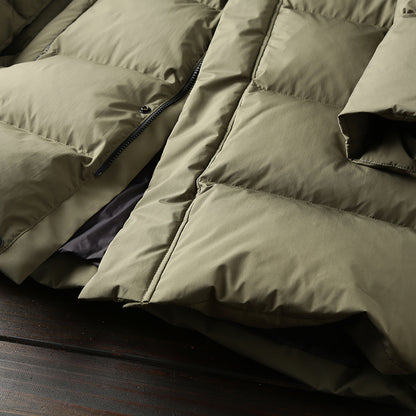 Men's Plus Size 800 Fill Power Mid-Length Down Jacket - Euro-American Style Hooded Thickened Cold-Resistant Warm Coat