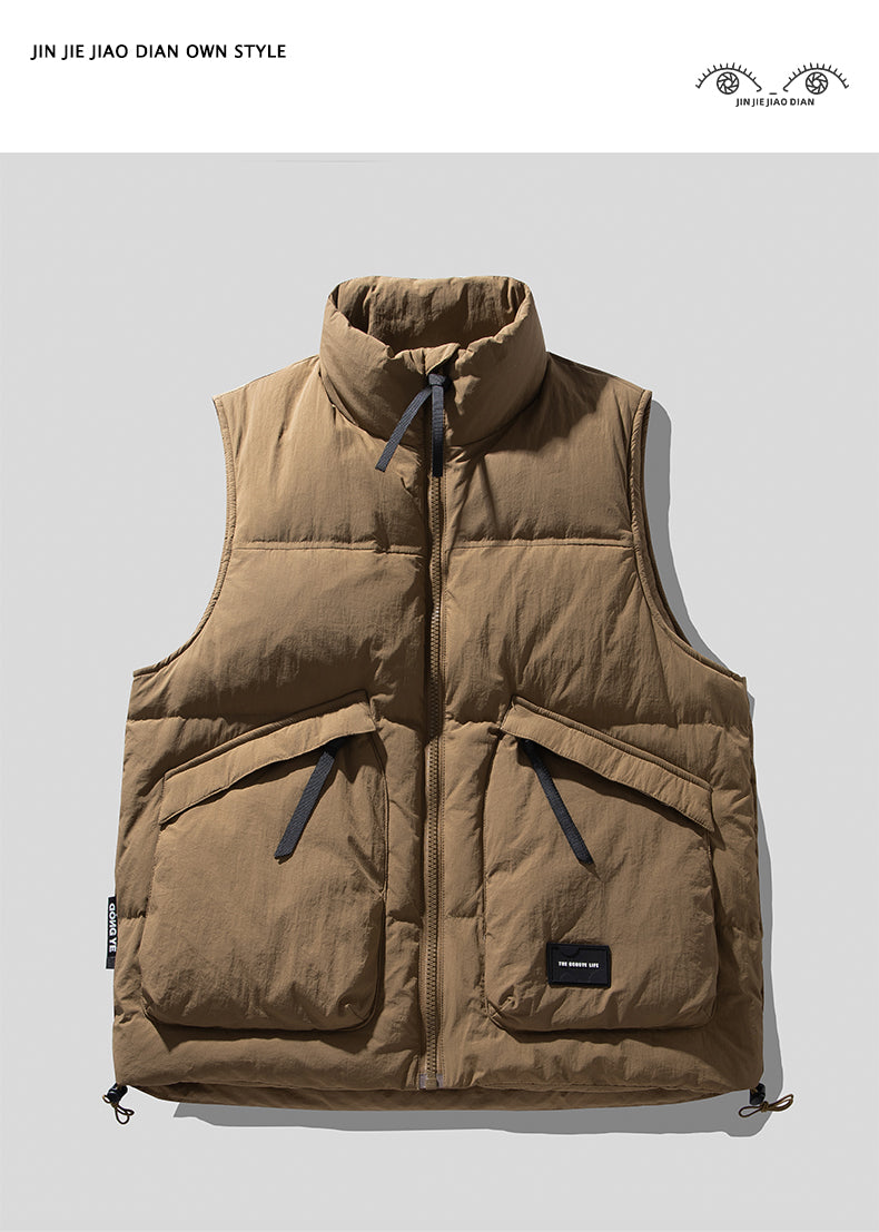 Mountain-Style Caramel 90% Duck-Down Vest – Warm Workwear Insulated (Unisex)