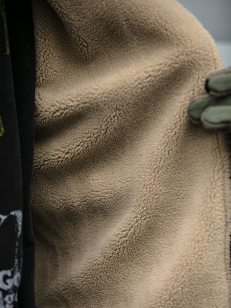 Japanese Retro Melad Stand Collar Lamb Wool Cotton Jacket for Men Winter Trendy Loose Couple Thickened Warm Cotton Coat Trendy