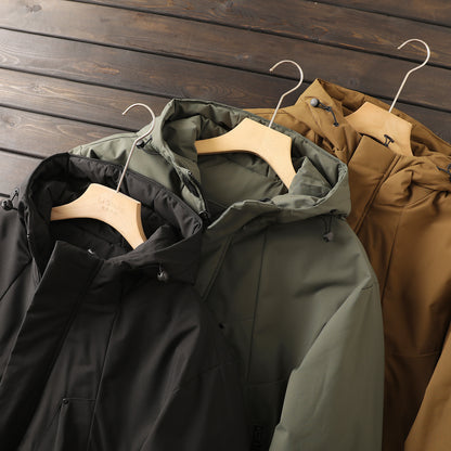 Men's Plus Size Euro-American Style Winter Jacket - Windproof Waterproof Hooded Thickened Cotton Coat