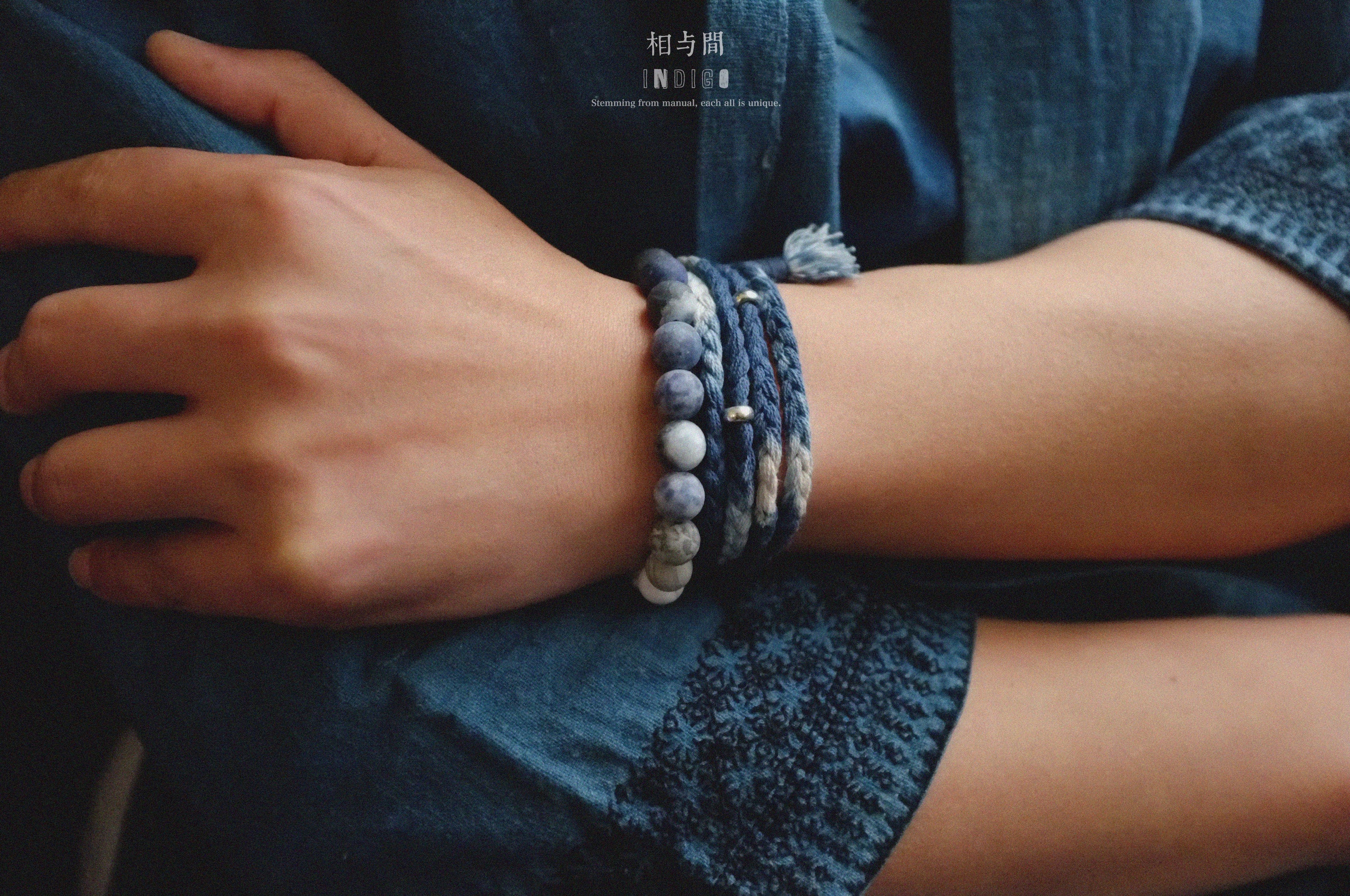 Original Planet Blue Vein Stone Bracelet Gradient Matte Stone Couple Artistic Mountain Sea Natural Bracelet