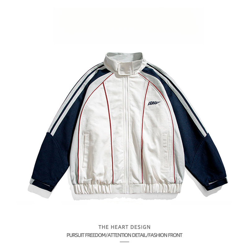 Unisex Color-Block High-Street Jacket – Loose American-Retro Design for Casual, Versatile Streetwear