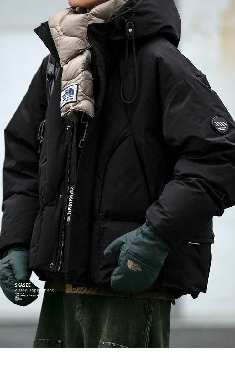 Cleanfit Deconstructed Patchwork Design Down Jacket for Men Winter Couples Outdoor Windproof Workwear 90 White Duck Down Coat