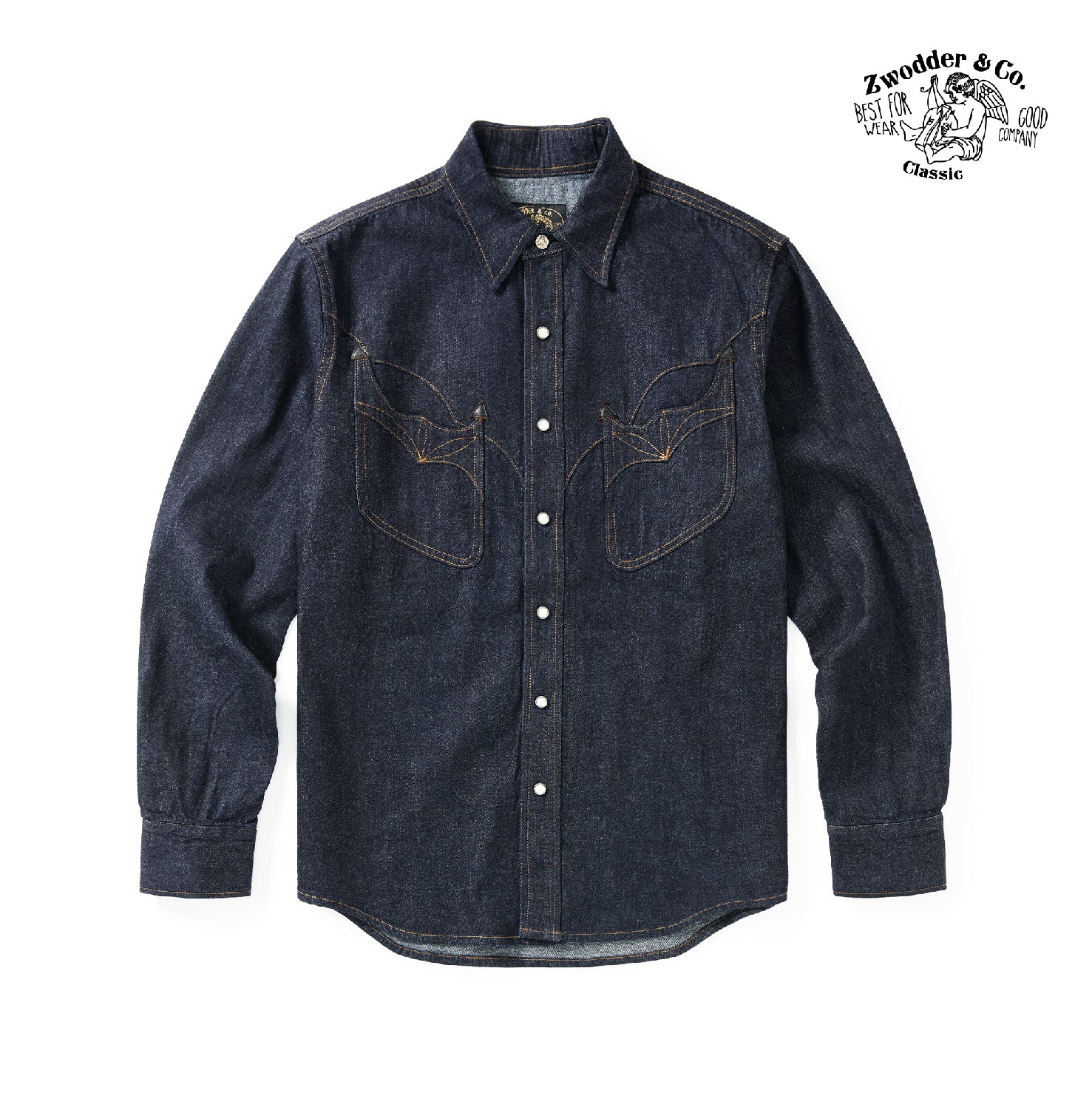 Zwodder Patchwork Leather & Denim Long-Sleeve Shirt – Vintage Americana Style