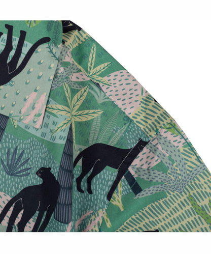 Retro Cuban-Collar Hawaiian Print Short-Sleeve Shirt – 100% Cotton Summer (Unisex)