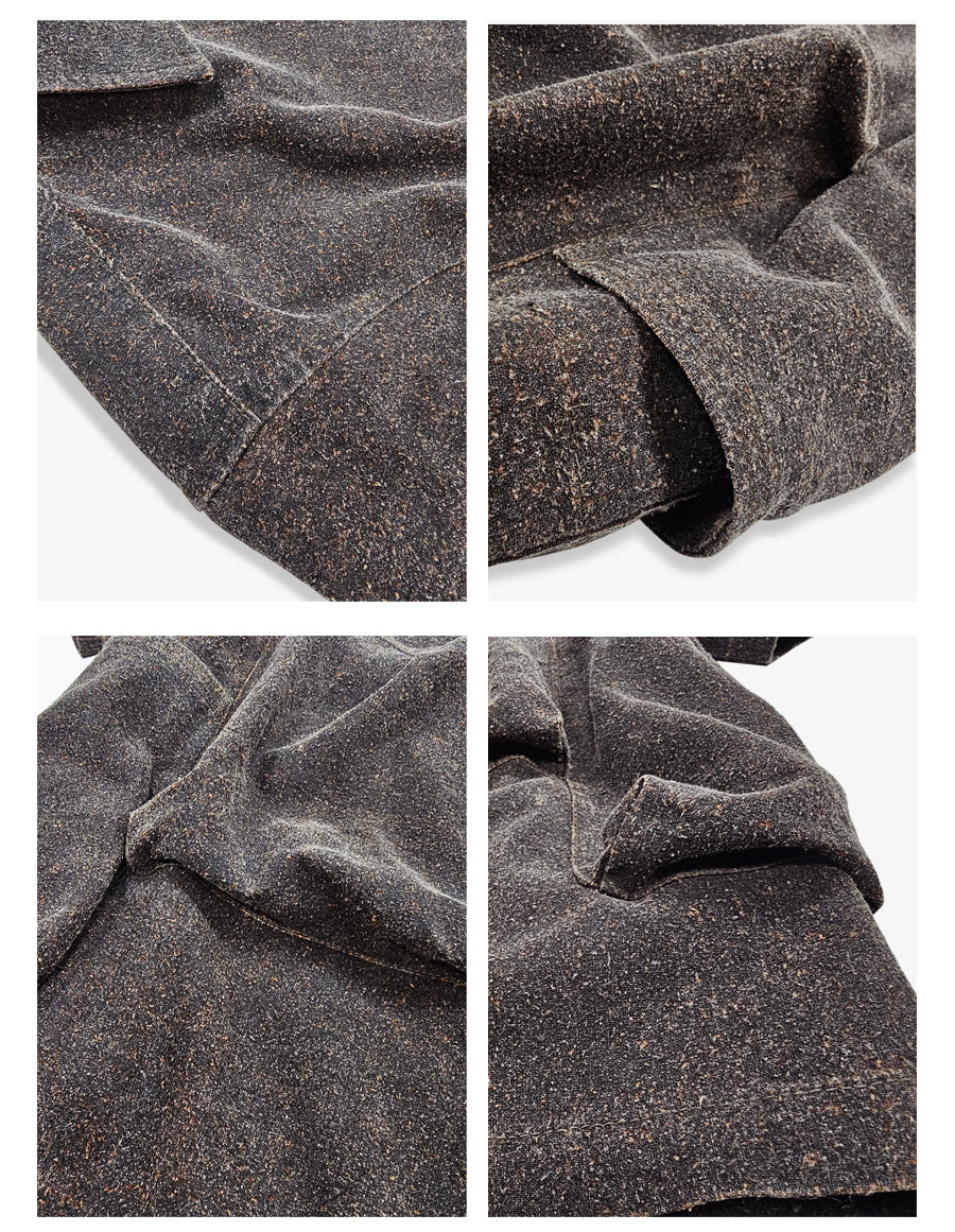 Wild Silk Cuban Collar Half Sleeve Shirt Men's Dye Yam Dyed Tussah Silk Aloha Retro Short Sleeve Shirt Summer