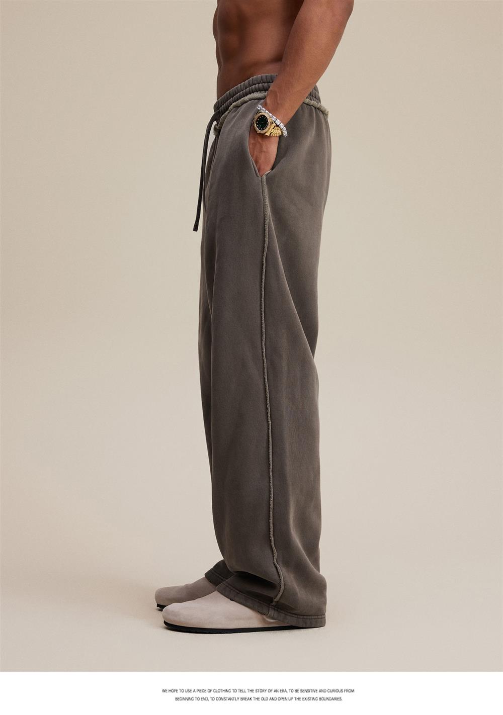 Heavyweight Fleece Washed Straight Sweatpants – Loose Casual American Style