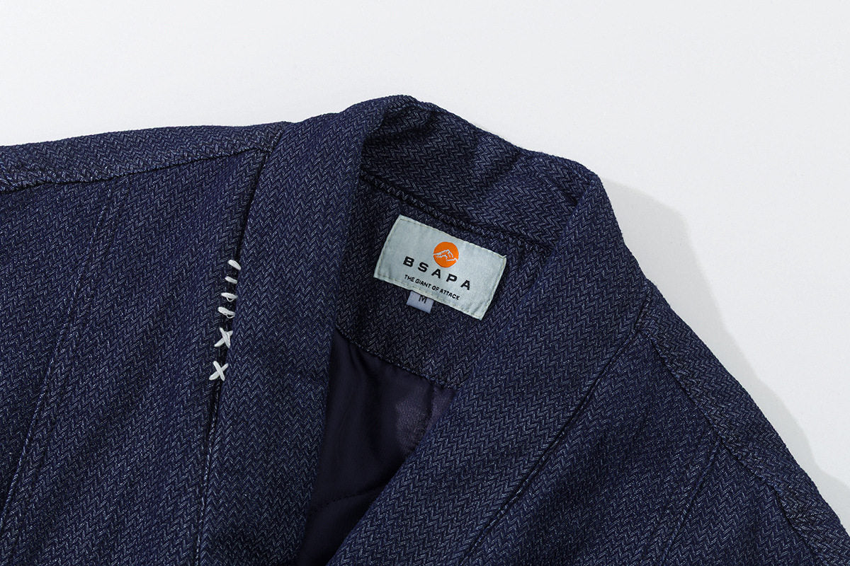 INDIGO STYLE Vintage Taoist Robe Denim Jacket - Two-Tone Oversized Coat (25AW)