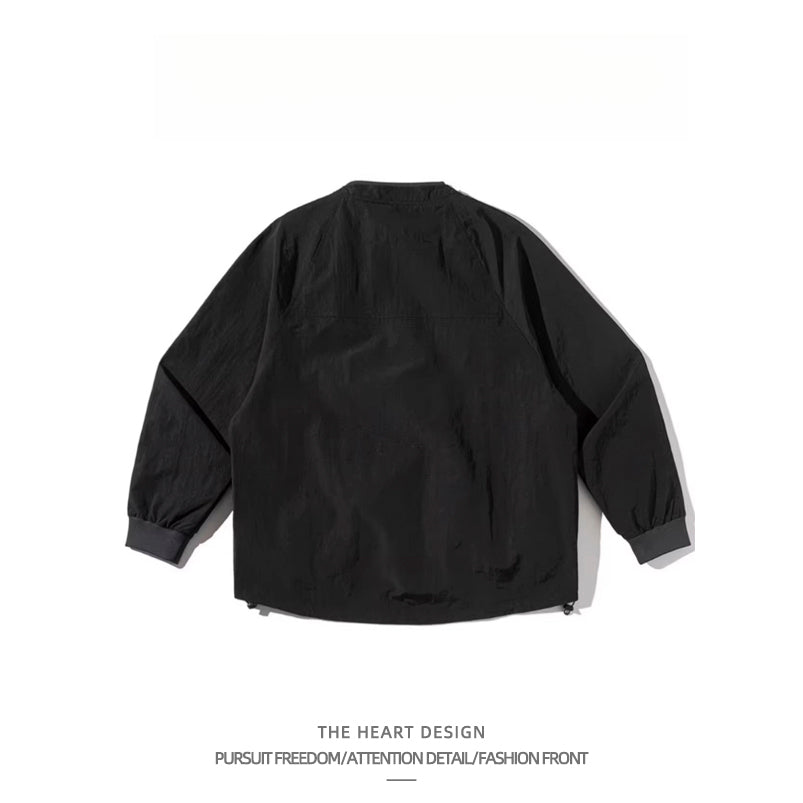 Mountain-Style Functional Windbreaker Jacket – Retro Loose-Fit with Pockets & Patchwork