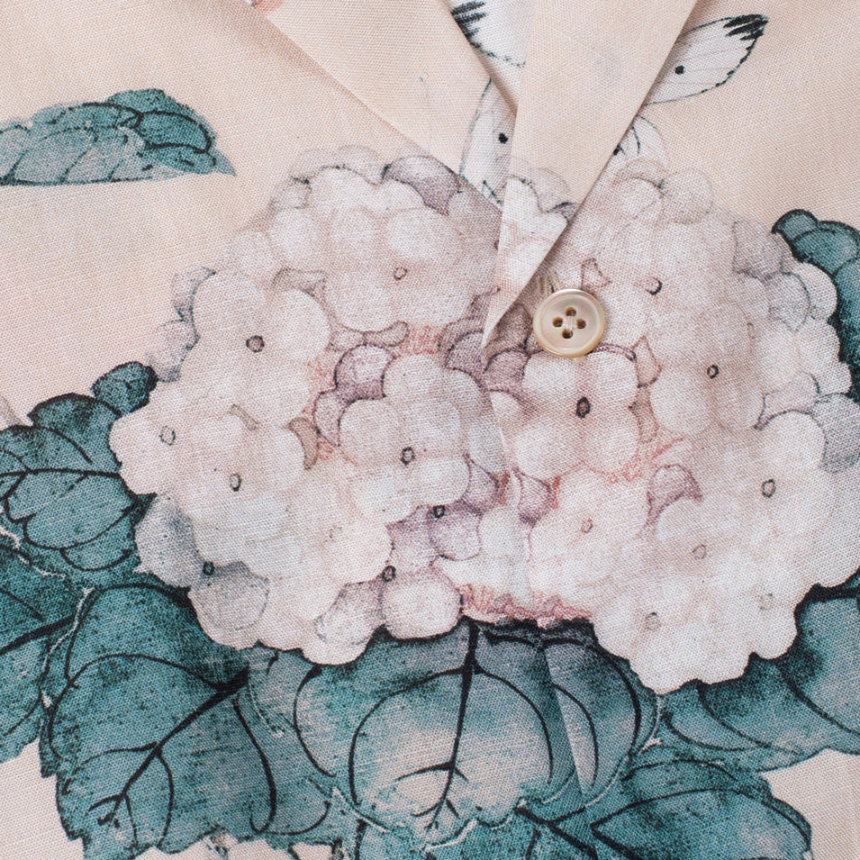 Retro Cuban-Collar Hawaiian Print Short-Sleeve Shirt – Cotton Poplin (Unisex)