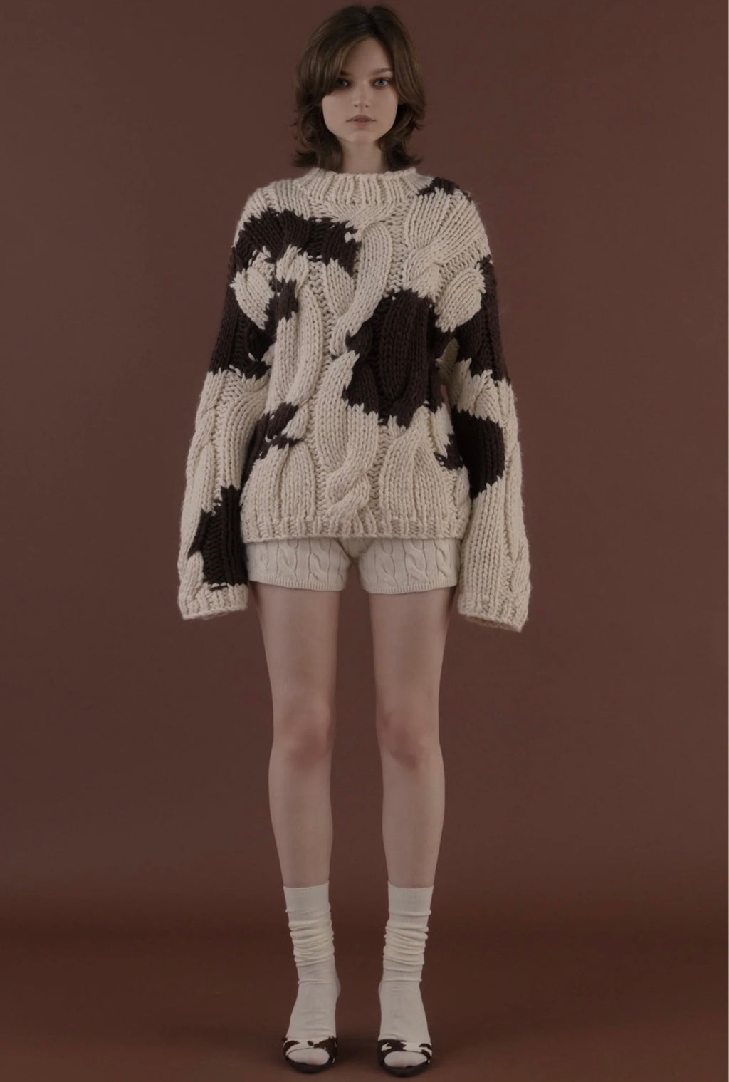 Hand-Woven Color-Block Loose Pullover Sweater – Thick Yarn Lazy Style (Women)