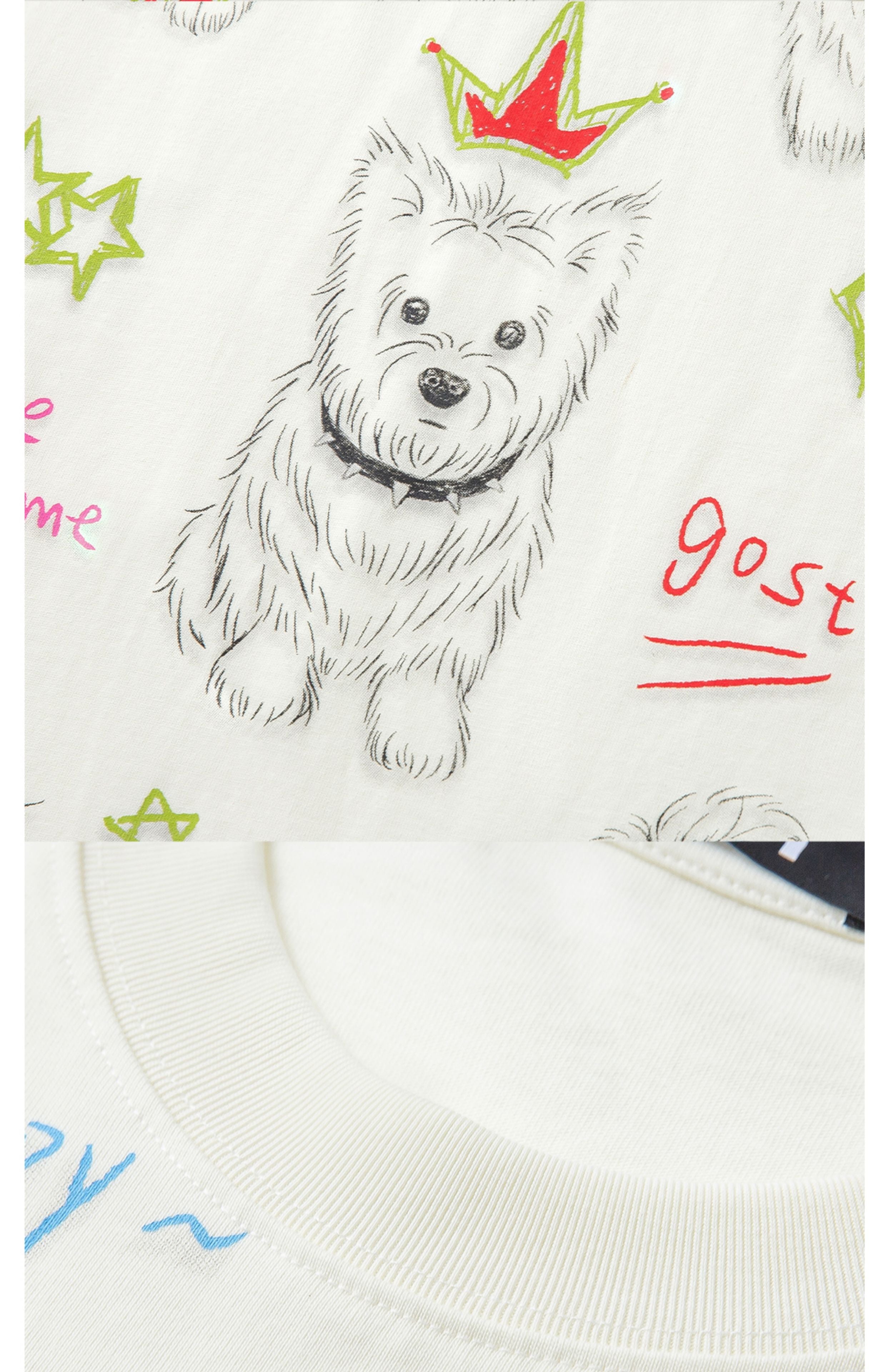 Hand-drawn Puppy Short-sleeve T-shirt Cute Fun Loose Cotton Summer T