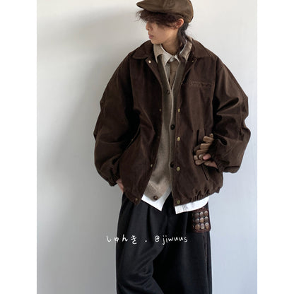 Melad Retro Suede Down Jacket - Japanese Style Casual Coat (Unisex)