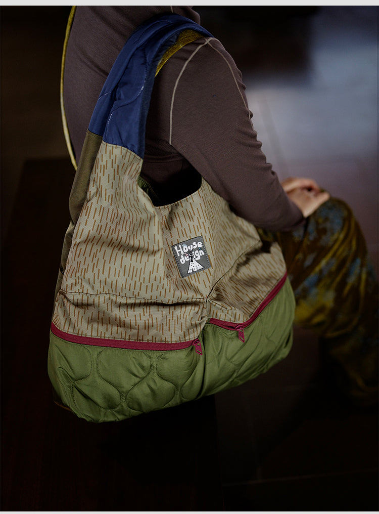 Original 2025 Spring New Retro Patchwork Design Single Shoulder Handbag Large Capacity Commuter Bag