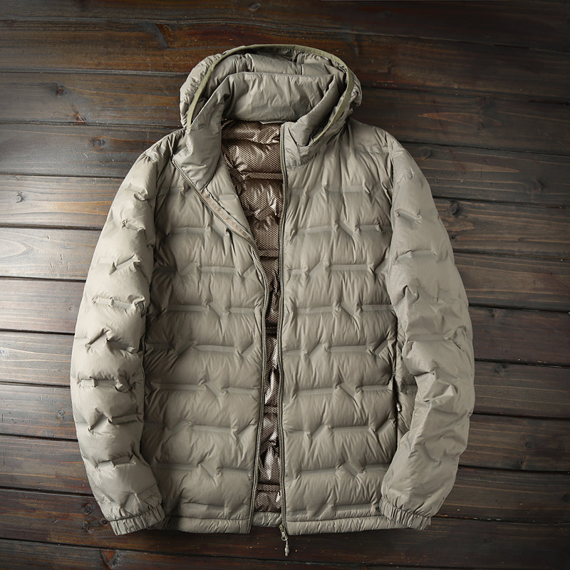 Men's Plus Size Hooded Down Jacket - Export Overstock Fully Glued Filled Lightweight Warm Autumn Winter Coat