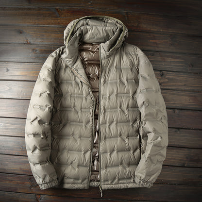 Men's Plus Size Hooded Down Jacket - Export Overstock Fully Glued Filled Lightweight Warm Autumn Winter Coat