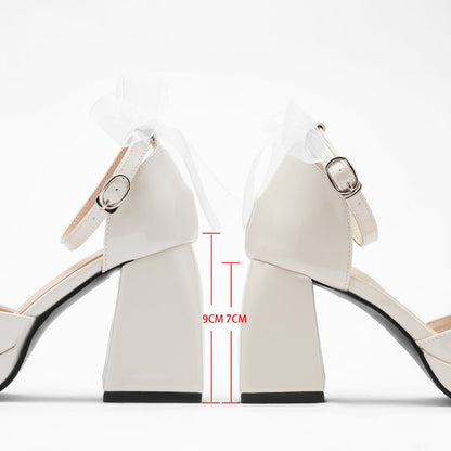 Women's French Style Mary Jane Wedding Shoes - Waterproof Platform Chunky Heel Elegant Bridesmaid Shoes