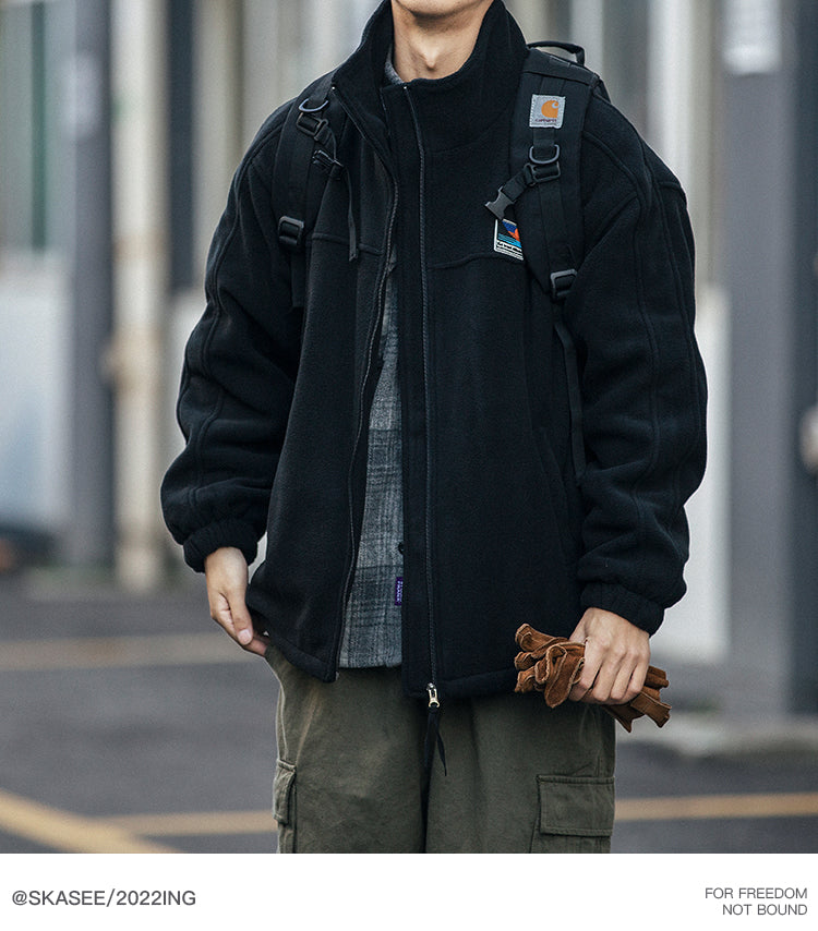 Men's Winter Fleece Cardigan - Trendy Loose BF Style Stand Collar