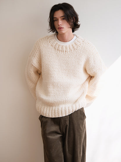 Coke Life Carpem Winter Nordic Iceland Wool Sweater - Handmade Thick-Knit Loose Lazy Top