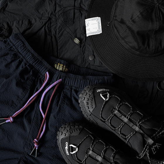 Japanese Navy Blue Seersucker Waist Strap Shorts Breathable Quick-Drying Loose Mountain Simple