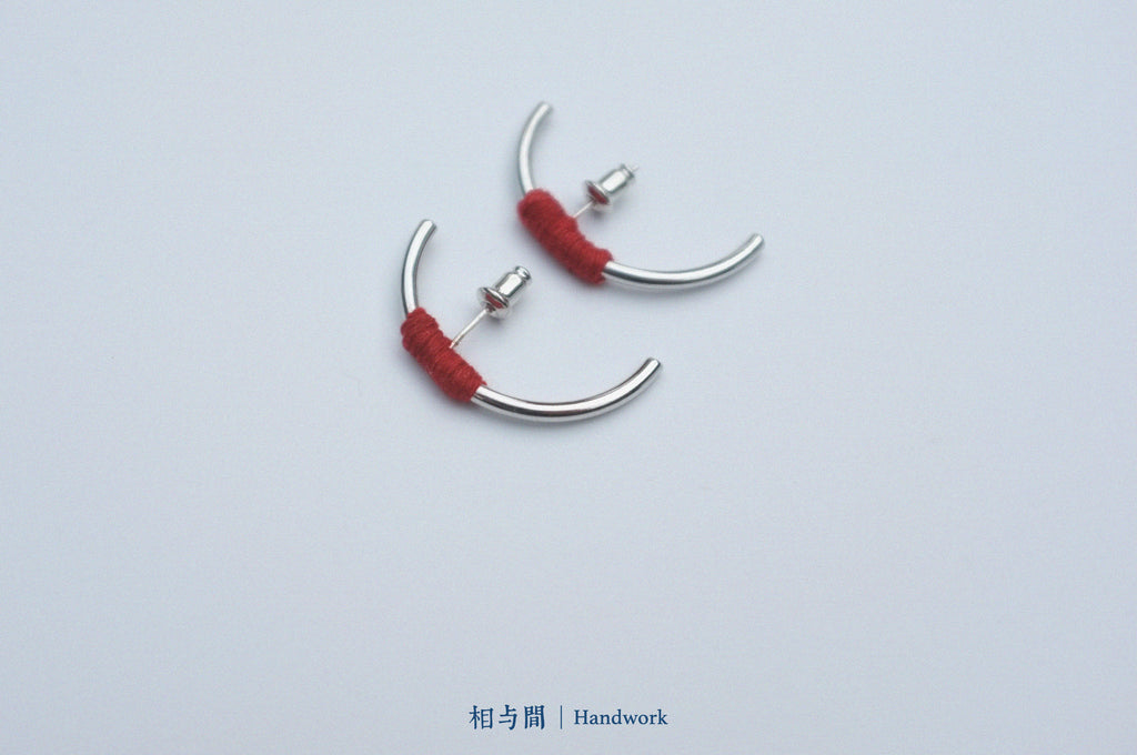 Original New Year Red Plant-Dyed Earrings Handmade Geometric Niche Personality Ear Jewelry 925 Silver Ear Studs