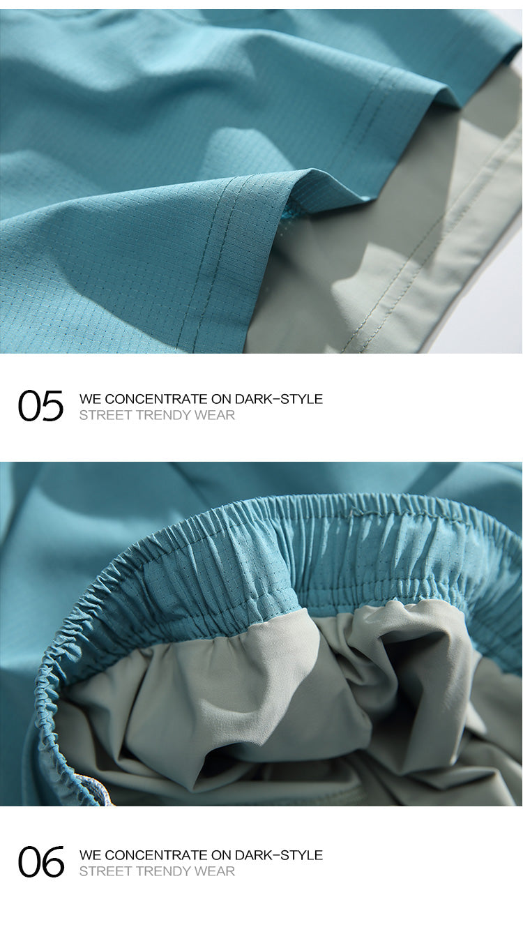 Summer Outdoor Fake Two-Piece Double-Layer Running Sports Shorts for Men Anti-Exposure Quick-Dry Cycling Training Shorts