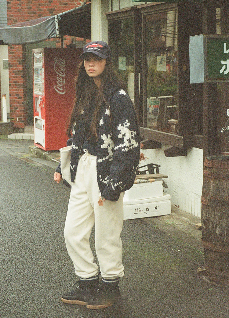 Handmade Wool Zipper Knit Sweater Coat