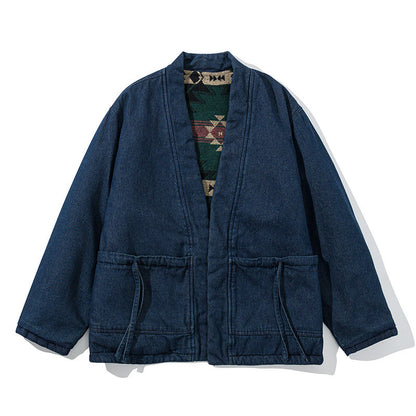 Unisex New Chinese Style Double-Sided Quilted Dao Robe