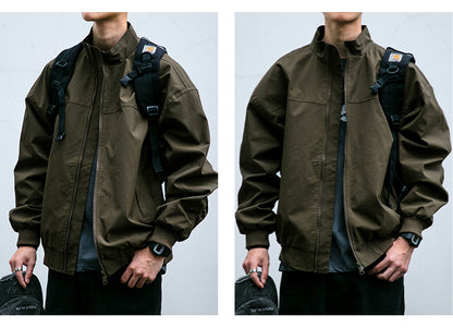 Men's American Style Waterproof Coach Jacket - Trendy Stand Collar Outdoor Windbreaker