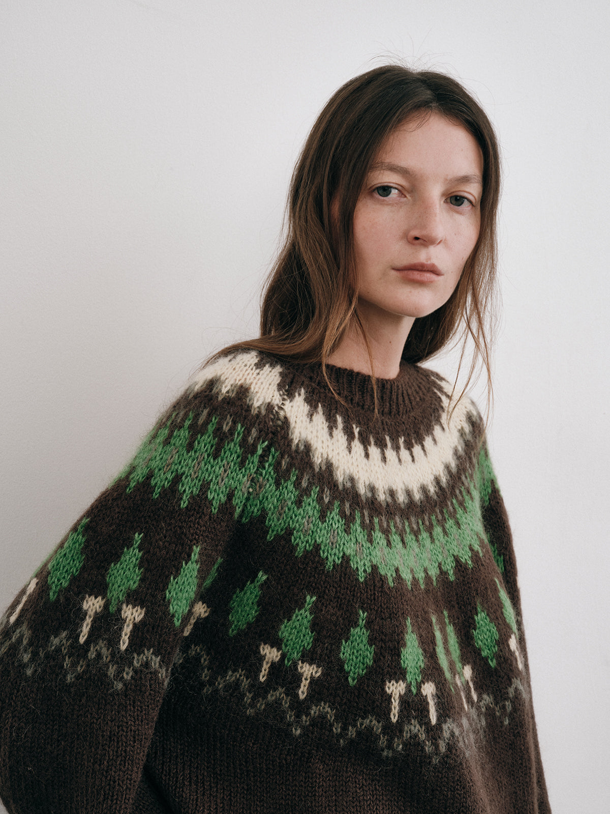 Shyshy Natural Color Block High-Price Mohair Fair Isle Sweater for Women Autumn Winter High-End Loose Pullover Top