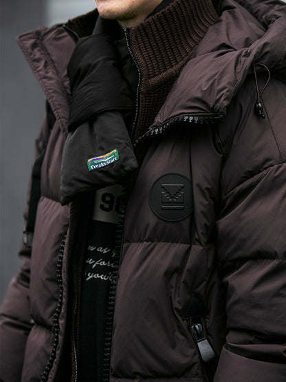 Men's Plaid Down Jacket - Detachable Wool Collar Thickened Warm Puff Coat