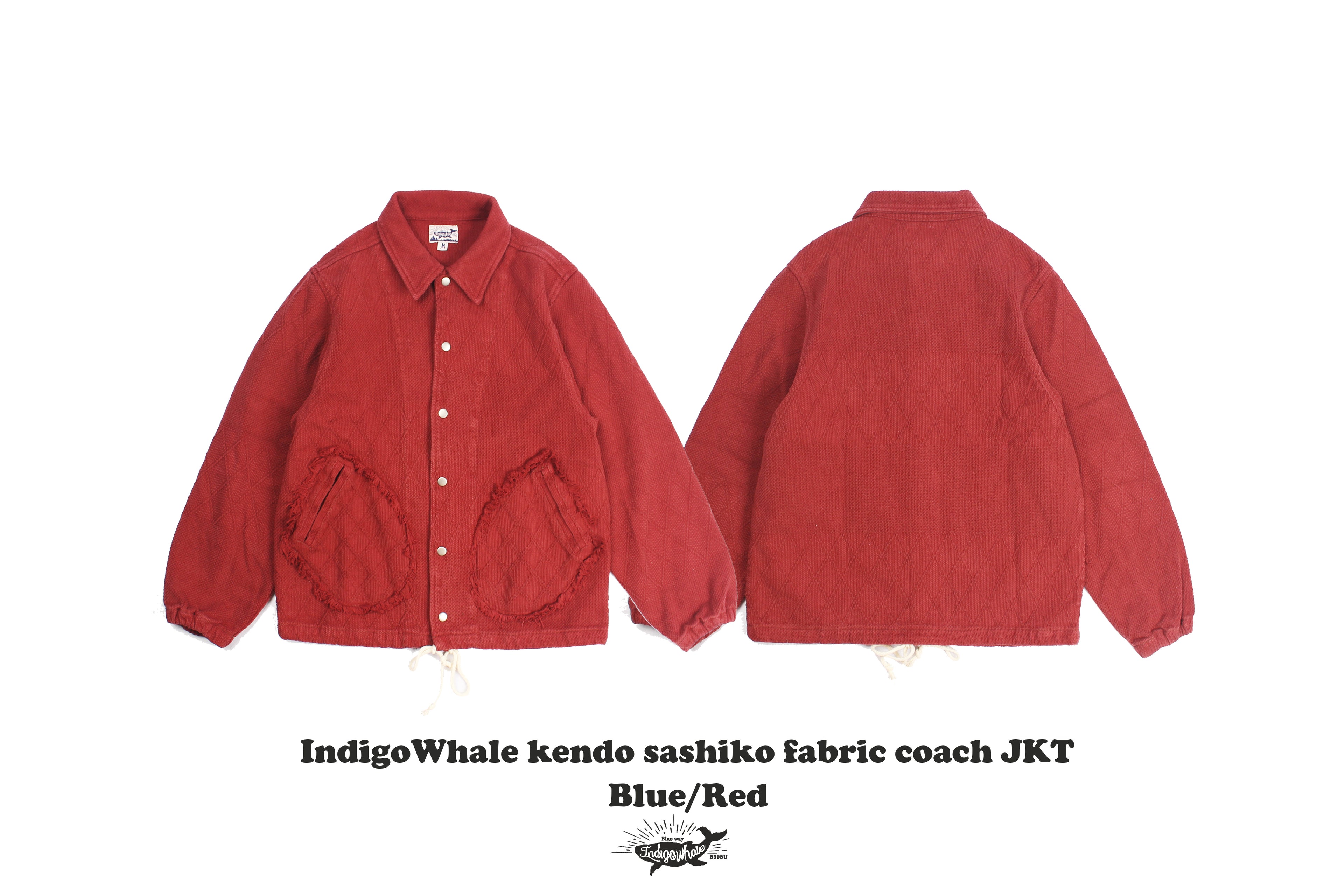 Custom Woven Kendo Sashiko Fabric Patchwork Frayed Pocket Washed Heavy Loose Coach Jacket