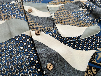 Ukiyo-E Patchwork Style Loose Drape Hawaiian Cuban Collar Printed Aloha Shirt Short Sleeve Shirt