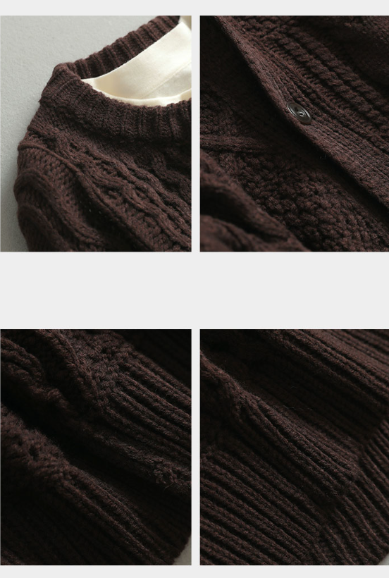 Men's Jianchuan Japanese Retro Cable Knit Cardigan - Autumn Winter Multi-Button Loose Sweater