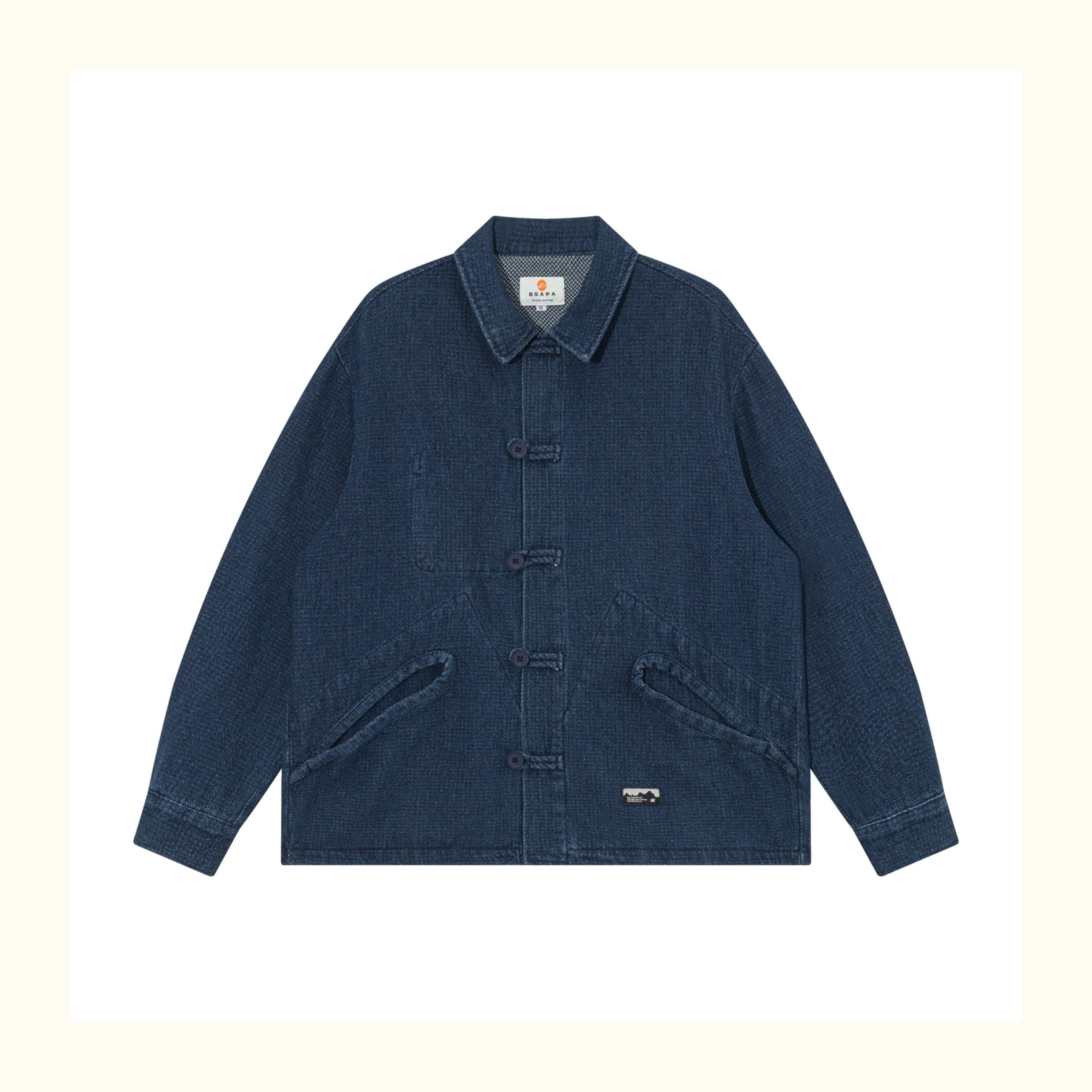 Ethnic-Style Buckle Denim Jacket – Vintage Washed Casual Outerwear with Chinese Folk Detail