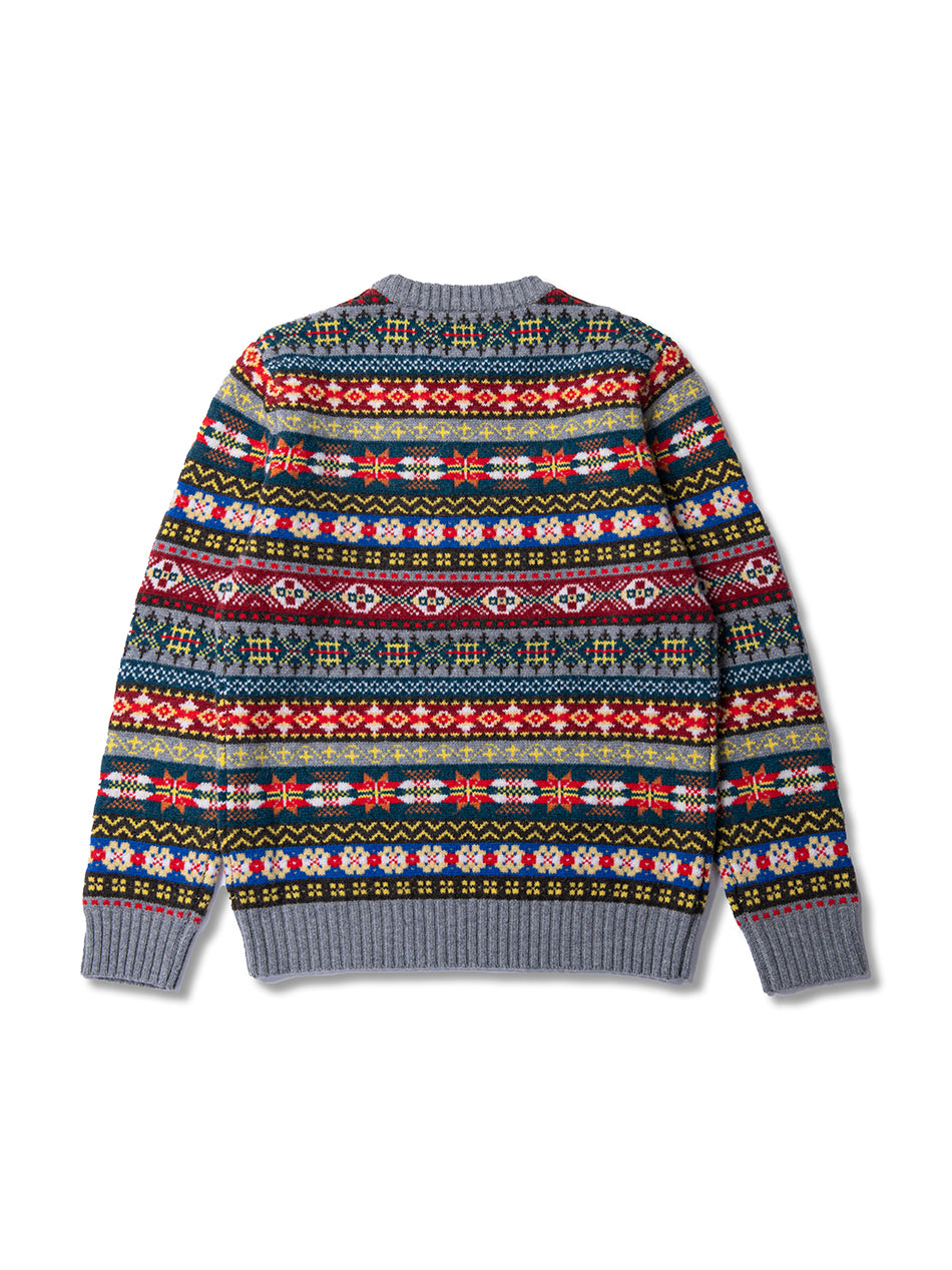 Fair Isle Merino Wool Crew Neck Sweater – Vintage British Retro (Unisex)