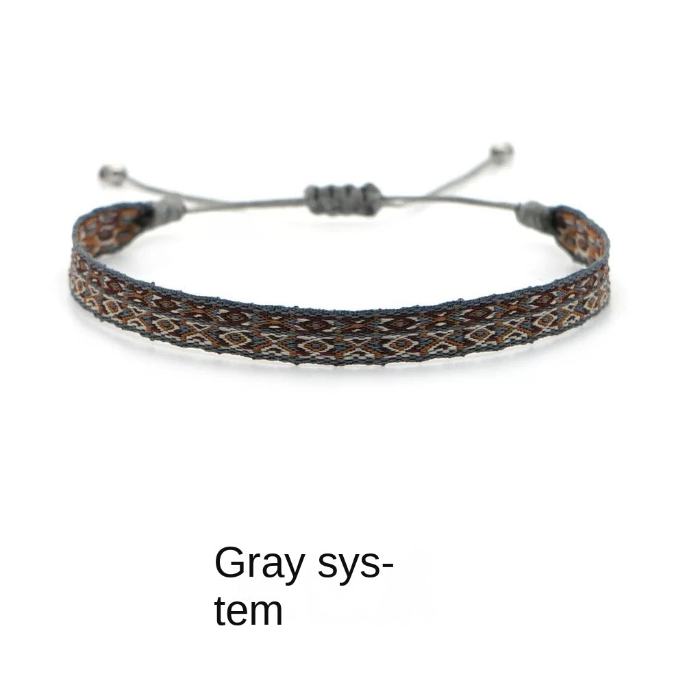 Spanish Guanaban Handmade Woven Bracelet Color-Block Niche Layered Ultra-Thin Couple Bracelet Ethnic Style